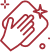 Icône Aide et Soutien : Mains Unies pour Confiance Icône stylisée en rouge foncé représentant deux mains se serrant dans un cadre avec des marqueurs de validation ou de soin, symbolisant l'aide, le soutien ou un accord.