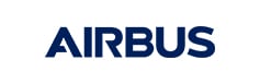 Logo Airbus : Symbole Aéronautique Européen Logo de l'entreprise Airbus en lettres capitales bleu marine sur fond blanc, symbole de l'aéronautique européenne.