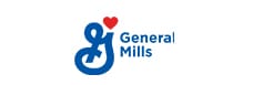 Logo General Mills : Symbole Cœur et Texte Logo de General Mills : un 'G' stylisé bleu surmonté d'un cœur rouge, suivi du texte "General Mills".