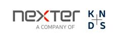 Logo Nexter A Company Of KNDS - Défense Logo Nexter, A Company Of KNDS, avec un 'X' rouge stylisé, représentant l'alliance entre Nexter et KNDS.