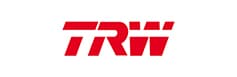 Logo TRW Rouge : Identité Marque Automobile Logo TRW rouge vif sur fond blanc, typographie moderne et audacieuse, emblème de la marque de systèmes automobiles.