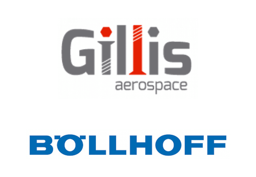 Logos Gillis Aerospace et BOLLHOFF Aérospatiale Logos de Gillis Aerospace et BOLLHOFF, représentant une collaboration ou une association dans le secteur de l'aérospatiale.