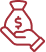 Main Offrant un Sac d'Argent : Iconographie Finance Icône rouge foncé montrant une main tenant un sac d'argent rempli avec un symbole dollar ($) visible.