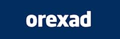 Logo Orexad : Blanc sur fond bleu marine Logo Orexad en lettres capitales blanches sur un fond bleu marine uni.