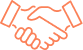 Contour orange d'une poignée de main symbolisant un accord, partenariat ou salutation.